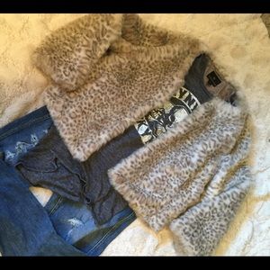 Faux fur jacket ~ leopard print